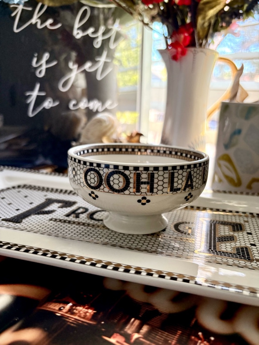 NWT Anthropologie Bistro Tile ‘Ooh La La' Nut Bowl - Picture 7 of 12